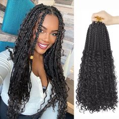 PRICES MAY VARY. 1.Goddess Box Braids Crochet Hair Material:Features: 100% Handmade Crochet Braids.Natural Looking, Box Braid Crochet hair Curly Ends is Every Beautiful.Usually 6-9 Packs Can Full A Head. 2.Crochet Braids With Curly Ends:8 Packs Goddess Box Braids Crochet Hair,Length:16Inch,Weight:65g,14roots/pack,Color:Black.Box Braid Crochet Hair Made with High Quality Flame-Retardant Low Temperature Synthetic Fiber. 3.Crochet Braids Style:Pre Looped Crochet Braids Crochet Hair, Easy to Wear;En Boho Crochet Braids, Goddess Box Braids Crochet Hair, Braids Natural, Box Braids Crochet, Goddess Box Braids, Braids Twist, Synthetic Braiding Hair, Crochet Styles, Crochet Braid Styles