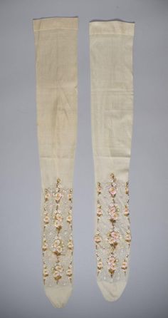 Pair of Stockings | Unknown | V&A Explore The Collections Primitive Clothing, Antique Shoes, Stockings Aesthetic, Accessories Inspiration