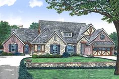 this is an artist's rendering of the front elevation of these european house plans