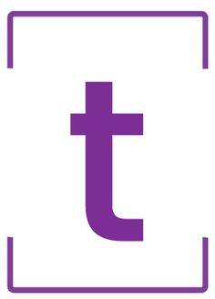 the letter t in a square purple frame