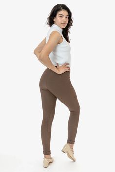 RSAOR300 - The Riding Pant – Los Angeles Apparel Brown High Stretch Casual Bottoms, Casual High Stretch Brown Bottoms, Casual Fitted Straight Leg Breeches, Fitted High-cut Leggings For Workwear, High Waist High Stretch Brown Leggings, Tight High Waist Brown Leggings, High Waist High Stretch Brown Pants, High-waist High-stretch Brown Leggings, Tight High-waist Brown Leggings