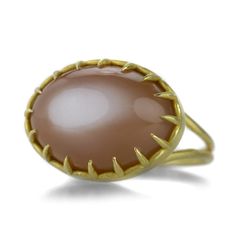 Rosanne Pugliese Chocolate Moonstone Cabochon Ring | Quadrum Gallery Moonstone Cabochon, Cabochon Ring, 18k Yellow Gold Ring, East West, Yellow Gold Ring, 22k Gold, Bezel Setting, Yellow Gold Rings, Gold Ring