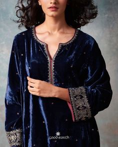 Wedding Winter Outfit, Velvet Pakistani Dress, Winter Outfit Casual, Velvet Dresses Outfit, Wedding Dresses A, Wedding Dresses A Line, Dresses A Line, Velvet Dress Designs, Good Earth