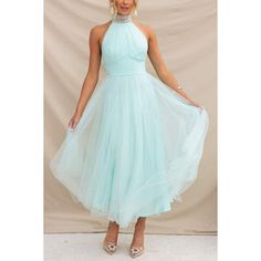 Elegant Chiffon Mesh Dress For Party, Summer Cocktail Midi Dress With Tulle Skirt, Chic Midi Tulle Dress, Feminine Party Midi Dress With Tulle Skirt, Elegant Midi Mesh Dress In Tulle, Fitted Tulle Midi Dress For Bridesmaids, Chic Cocktail Midi Dress With Tulle Skirt, Chic Maxi Dress For Garden Party And Prom Season, Chic Tulle Midi Dress For Prom