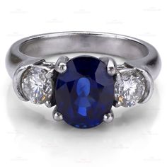 Oval Blue Sapphire Diamond Platinum Ring image 3 Rings Luxury, Estate Ring, Estate Rings, Ring Shots, Platinum Diamond Rings, Luxury Wedding Planner, Blue Sapphire Diamond, Platinum Ring, Timeless Wedding