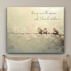 two birds sitting on a branch with a quote above it