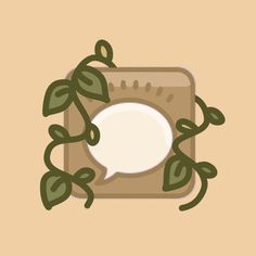 an illustration of a toaster with leaves on it and a speech bubble in the middle