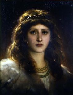 a painting of a woman with long hair