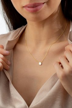 10K 14K 18K Solid Gold Tiny Circle Necklace, Minimalist Dainty Diamond Necklace, Dainty Diamond Necklace for Women, Anniversary Gift for Her, Minimalist Jewelry FEATURES * Solid Gold (real gold, not gold plated or gold filled material) * Gold Karat: 10K (417) - 14K (585) - 18K (750) (optional) * Pendant Height: 0.28 Inches (0.71 cm) * Pendant Width: 0.28 Inches (0.71 cm) * Available Gold Color: Yellow gold, rose gold and white gold (optional) * Diamond weight: 0.015 ct * Diamond color: G-H Color Elegant Round Initial Necklace As A Gift For Her, Delicate Gold Initial Necklace, Elegant Round Initial Necklace With Birthstone, Dainty Round Pendant Diamond Necklace For Anniversary, Elegant Gold Delicate Initial Necklace, Minimalist Yellow Gold Initial Necklace For Wedding, Minimalist Initial Pendant Necklace For Wedding, Elegant Tiny Initial Pendant Charm Necklaces, Delicate Initial Pendant Necklace