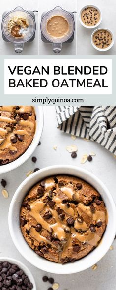 vegan baked baked oatmeal with chocolate chips and peanut butter