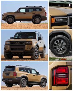 four different pictures of the front and rear end of a vehicle in various stages of development