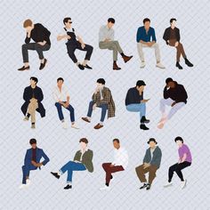 Flat Vector Men Sitting Pack PNG - Toffu Co Panel Architecture, Flat Vector People, Landscape Architecture Presentation, Anime Body, People Png, Architecture People, Vector People, Man Illustration