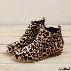 Olivia Mark - New Chunky Heeled Single Shoes with Consistent Supply Casual Boots Outfit, Elegant Chunky Heels, Boots Plus Size, Low Heel Ankle Boots, Leopard Black, Womens Chunky Heels, Leather Riding Boots, Motorcycle Boots, Stiletto Pumps