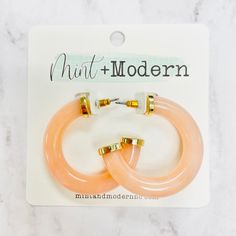 Gold & Pink Acrylic Hoop Earrings Acrylic Hoop Earrings, Pink Acrylic, Pink Acrylics, Custom Items, Phone Ring, Handmade Jewelry, Hoop Earrings, Unique Designs, Mint