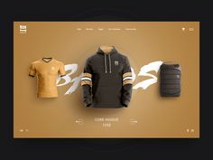 the website is designed to look like it has an image of two men's hoodies and one man's sweater