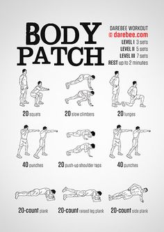 an exercise poster with instructions to do the body patch workouts for men and women