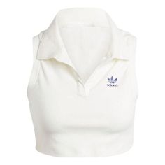 (WMNS) adidas Premium Originals Rib Top 'White' IT9858 Designer Athleisure, Adidas Shirt Outfit, Adidas Apparel, Adidas Clothes, Tennis Outfit Aesthetic, College Wardrobe, Korean Outfits Kpop, Adidas Crop Top, Rib Top