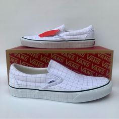 New With Tag And Box Vans Off The Wall Classic Slip-On Checkerboard Day Shoes Sneakers Unisex Size Men 9.5 Women 11 Color White/Black Note: Color May Vary Slightly Due To Lighting And Camera /Phone Settings. For More Details Reference The Photos Feel Free To Ask Any Questions You May Have. Vans White, Vans Off The Wall, Camera Phone, Vans Classic Slip On, Walker Boots, Vans Classic, Mens Vans, Fit N Flare Dress, Rain And Snow Boots