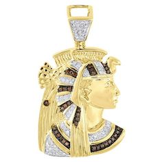 10K Yellow Gold Egyptian Queen Nefertiti Mens Red Diamond Pendant Charm 0.50 Ct. Size: One Size.  Color: Metal Type.  Gender: male.  Age Group: adult. Egyptian Nefertiti, Egyptian Queen Nefertiti, Queen Nefertiti, Egyptian Queen, Round Diamond Setting, Compass Pendant, Red Diamond, Fancy Diamonds, Best Diamond