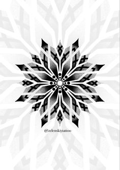 an abstract black and white flower design