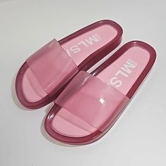 In New Condition No Major Flaws Well Cared For Women's Size 9 Melissa Pink Jelly Slide Beach Sandals. -Easy Slide On -Made In Brazil Summer Slip-on Slides With Translucent Outsole, Pink Slide Jelly Sandals Casual Style, Pink Slide Jelly Sandals For Casual Wear, Casual Pink Slide Jelly Sandals, Pink Flat Heel Slides For Summer, Pink Non-slip Summer Jelly Sandals, Pink Casual Jelly Sandals For The Beach, Casual Jelly Sandals With Translucent Outsole For Summer, Casual Pink Jelly Sandals For The Beach