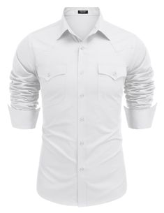 PRICES MAY VARY. High Quality Cotton Shirt: The western dress shirt is made from 100% cotton fabric; soft, lightweight and breathable; excellent comfort, wrinkle resistance and durability Classic Cowboy Shirt: Mens long sleeve vintage western shirt with authentic western front and back yokes; turn down collar, buttoned flap chest pockets with unique stitching, adjustable cuffs; the perfect blend of western cowboy with modern fashion style Easy to Match: This western work shirt can be easily matc Mens Cowboy Shirts, Cowboy Shirts For Men, Western Dress Shirts, Rock Quarry, Vintage Western Shirt, Mens Vest Jacket, Essential Fashion, Western Work, Classic Cowboy