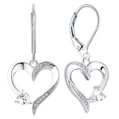 PRICES MAY VARY. ❤️ YL Design - This birthstones heart earrings with "white heart" are the perfect gift of love represent “Pure and Simple” ❤️ Material - 925 sterling silver with 18k white gold plated, excellent electroplate technique, nickel free, lead free and hypoallergenic ❤️ Size & Stone - Heart dangle earrings high: 1.29"(33mm), set with 2 pieces 4x4mm heart-brilliant-cut and 16 pieces 1mm round-brilliant-cut 5A cubic zirconia 🎁 Perfect Gift - Come with gift box; great gift for Christmas, Mother's Day Heart Drop Earrings, Mother's Day Heart Earrings Cubic Zirconia, Mother's Day Heart Earrings In Cubic Zirconia, Mother's Day Cubic Zirconia Heart Earrings, Pierced Dangle Heart Earrings For Mother's Day, Heart Shaped Drop Earrings For Mother's Day, Pierced Heart Drop Earrings For Mother's Day, Mother's Day Pierced Drop Heart Earrings, Heart Cut Earrings For Mother's Day