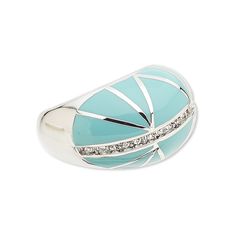 Domed cocktail-style ring features enamel color in a modern abstract design, accented by sparkling Czech glass rhinestones. Ideal for counter sales or as a quick on-the-go accessory. Ring is packaged in a gift pouch for presentation. Modern Enamel Jewelry, Luxury Unique Open Enamel Ring, Modern Enamel Open Ring With Polished Finish, Elegant Enamel Open Ring Jewelry, Elegant Silver Open Enamel Ring, Modern Polished Enamel Open Ring, Avant Garde Jewelry, Enamel Jewelry, Sea Foam