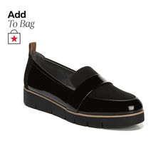 in stock Black Loafers With Cushioned Footbed For Spring, Black Cushioned Loafers For Spring, Black Slip-ons With Cushioned Footbed For Work, Black Cushioned Slip-ons For Work, Black Loafers With Removable Insole For Spring, Black Synthetic Slip-ons For Office, Black Loafers With Cushioned Footbed For Fall, Black Synthetic Loafers For Work, Black Synthetic Workwear Loafers