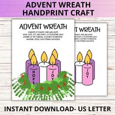 two printable christmas cards with candles on them