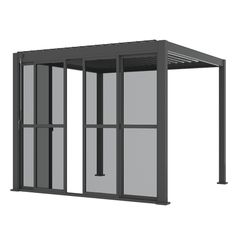 an image of a metal structure with glass doors