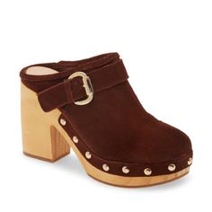 Steve Madden Hilde Studded Winter / Fall Clogs Suede Leather Size 9.5. Fall Clogs, Winter Clogs, Platform Clogs Shoes, Extreme High Heels, Shoes Heels Classy, Clogs And Mules, Suede Clogs, Platform Mules, Shoes Steve Madden