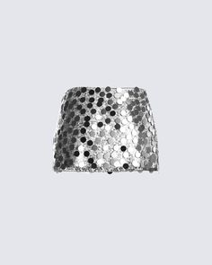 Bring the party with you everywhere you go in this dazzling, low-rise silver mini skirt - detailed with large metallic circle sequins ✨ This playful piece will have all eyes on you as it hugs you in all the right places, and shimmers with every step you take 😏 Sparkly Sequin Skirt, Space Themed Concert Outfit, Mettalic Mini Skirt, Silver Sequin Mini Skirt, Summer Silver Sequined Mini Skirt, Sequined Disco Mini Skirt, Disco Sequined Mini Bottoms, Sequin Disco Mini Skirt, Sequined Mini Disco Skirt