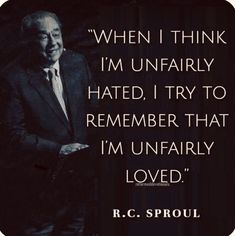 a man in a suit and tie with a quote from r c sproul