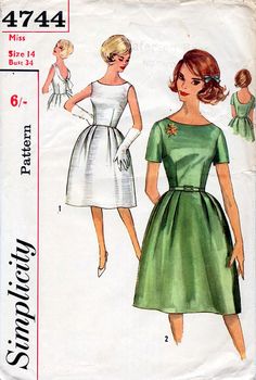 a woman's dress pattern with short sleeves