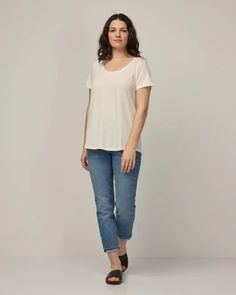 Stella Merino Wool Scoop Neck Tee - Natural White - wool& 100 Day Challenge, Company Shirts, Scoop Neck Tee, Wool Dress, Dress 100, Bra Sizes, White Shirt, New Outfits, Merino Wool