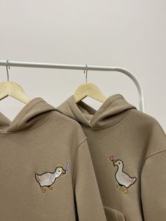 Bff Sweatshirts, Matching Hoodies For Couples, Hoodie Cartoon, Matching Hoodies, Cute Couple Outfits, Embroidery Hoodie, Matching Sweaters, Matching Sweatshirts, Shirt Embroidery