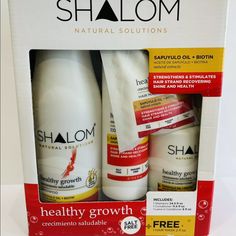 Shalom Healthy Growth Kit Biotin/Shampoo-Conditioner-Leve In- W/ Free Hair Mask. Includes 24.5 Fl Oz Shampoo 11.5 Fl Oz Conditioner 9fl Leave In Conditioner Free 2 Oz Hair Mask Return Policy: Due To The Nature Of This Product, We Do Not Accept Any Items That Has Been Opened/Used And If The Factory Seal Is Broken. Disclaimer: We Are Not A Consultant Of The Said Company. Any Inquiries Should Be Directed To The Company’s Website. She’s Moisture Shampoo, Biotin Shampoo, Leave In Conditioner, Free Hair, Hair Mask, Shampoo And Conditioner, Womens Hairstyles, Conditioner, Mask