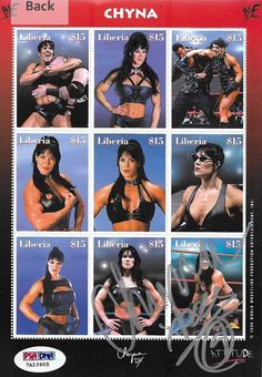 the stamps have pictures of women in bikinis and wrestling gear on them, including one woman