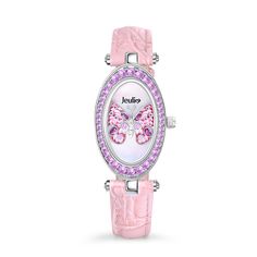 Experience the enchantment of nature with our butterfly watch. The dial, crafted from iridescent mother-of-pearl, showcases a mesmerizing butterfly formed by intricately set gemstones at its center. The butterfly adds a touch of elegance and a sense of wonder to this unique timepiece. The soft pink strap complements the design perfectly, adding a touch of femininity and elegance. Crafted from high-quality materials, it ensures both comfort and durability, allowing you to wear this watch with con Zara Closet, Butterfly Watch, Quartz Pink, Pink Watch, Jewelry Lookbook, Cute Bracelets, The Butterfly, Dream Jewelry, Pink Leather