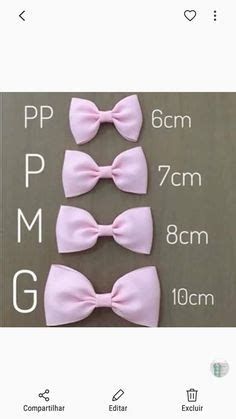 three pink bow ties are shown on the screen, with measurements for each one and how to measure them