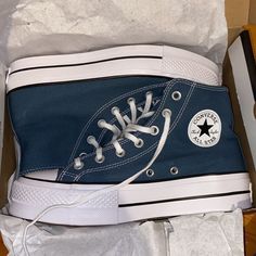 Dark Blue Platform Converse, Cute Summer Shoes For Women, Colored Platform Converse, Shoes For Middle School, Cute Platform Converse, Blue Platform Converse, Zapatillas All Star, Cute Summer Shoes, Converse Platforms