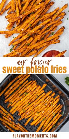 baked sweet potato fries on a baking sheet