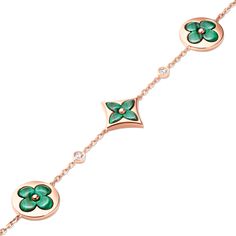 LOUIS VUITTON® - Color Blossom Bb Multi-motif Bracelet, Pink Gold, Malachite And Diamonds - Pink Louis Vuitton Bracelet, Blossom Bracelet, Baby Learning Activities, Sun And Stars, Fine Jewelry Collection, Pink Bracelet, Luxury Accessories, Star Designs, Pink Gold