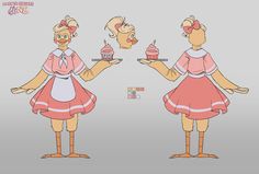 the simpsons character is holding a tray with cupcakes in her hands and wearing pink dress