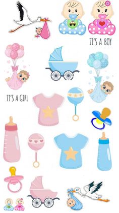 baby shower stickers with its a boy and it's a girl