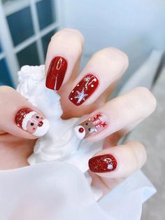 Christmas Gift Nails, Christmas Press On Nails, Pink Gel, Thanksgiving Nails, Nail Swag, Winter Nail Art, Stick On Nails