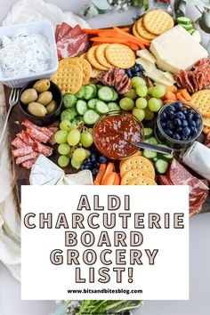 I'm giving you all the tips and tricks to build the best ALDI charcuterie board. Including, a free ALDI charcuterie board grocery list! Charcuterie Board Grocery List, Affordable Charcuterie Board, Aldi Charcuterie Board, Aldi Charcuterie