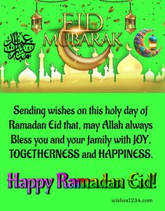 an eid mubarak greeting card with the name of the muslim festival, rama