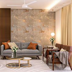 Grey And Gold Living Room Design - Livspace Drawing Room Wall Design, Cladding Ideas, Minimalist Bedrooms, Modern Hall, Drawing Room Design, Best Kitchen Design, Furnitur Ruang Keluarga, Japanese Minimalist, Drawing Room Interior